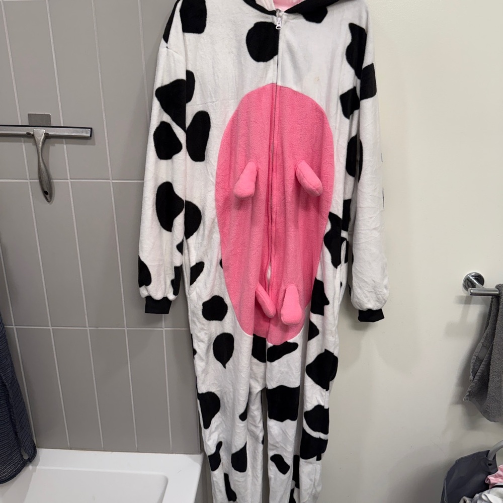 Cow Print Onesie with Pink Udder